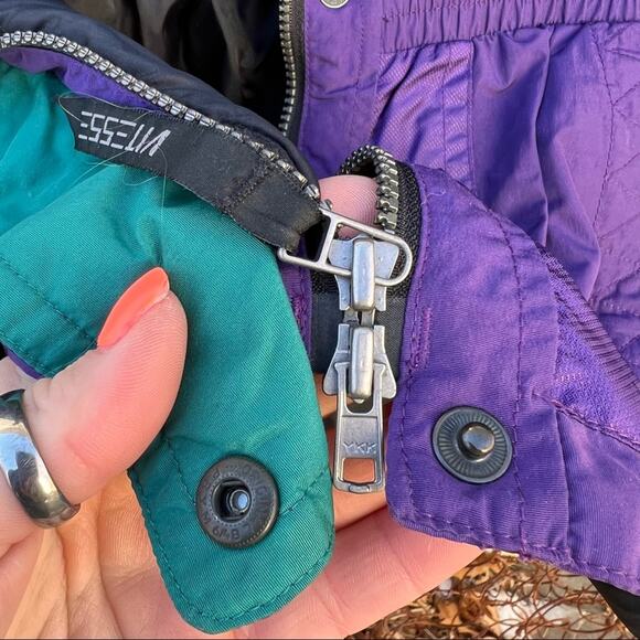 Vintage VITESSEE teal purple color block ski parka with elastic cinched waist - Picture 8 of 9